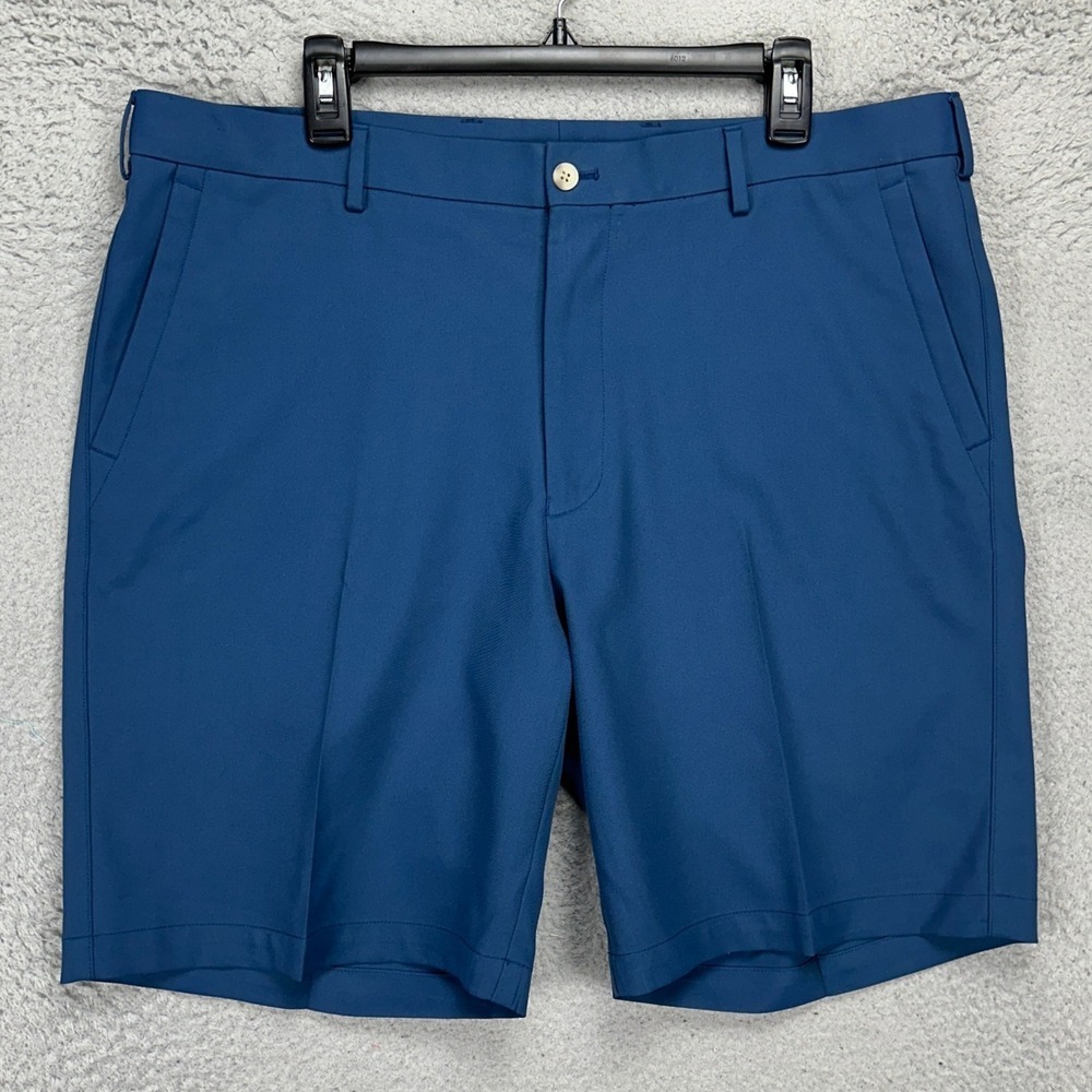 Peter Millar Chino Golf Shorts Mens 38 Blue Flat Front Pocket Outdoor Comfort